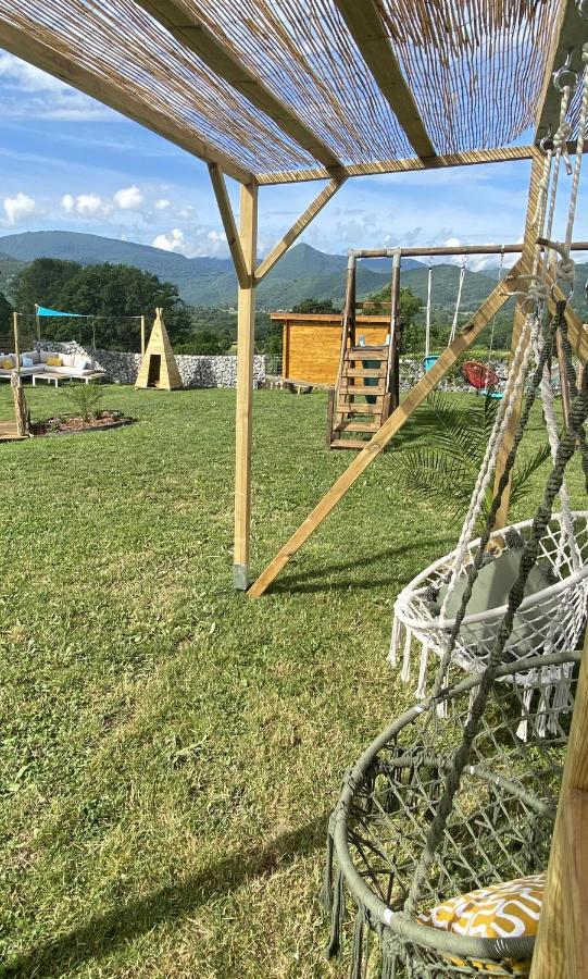 Villa jacuzzi vue sur les Pyrénées Seilhan Esterno foto